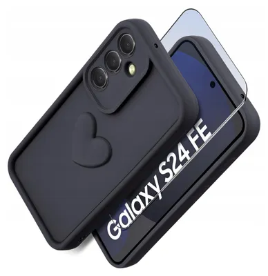 Produktbild von Etui für Samsung S24 FE aus mattem Silikon mit Herz + 9H-Displayschutzglas