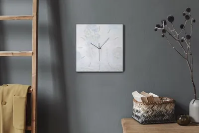 Produktbild von Coloray Hodiny Unikátní 30x30 cm  Tiché hodiny Pro obývací pokoj a kuchyň Nástěnné hodiny Plátno Bílé ručičky hodin - Stromy v mlze