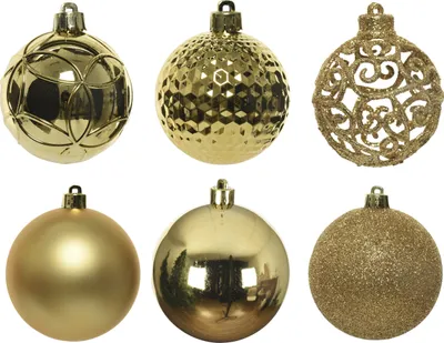 Produktbild von Weihnachtskugeln Kunststoff Ornamente 6cm 37er Set - Hellgold