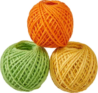 Produktbild von VBS Jutekordel-Set "Juta", 2 mm, 3 Knäuel à 30 m Gelb/Orange/Grün