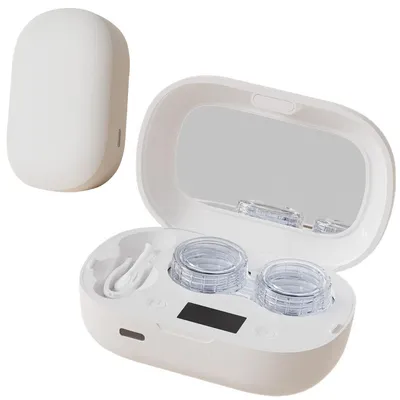 Produktbild von Kontaktlinsenreiniger mit 3 Zeitmodi, 360-Grad-Hochfrequenzvibration, wiederaufladbare USB,Tragbare Linsenwaschbox, Beige