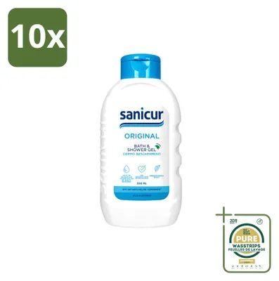 Imagen del producto de 10 unidades de gel de ducha y baño Sanicur Original - 300 ml - Paquete de suministro