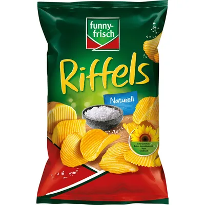Produktbild von funny frisch Riffles Naturell Kartoffelchips vegetarisch 150g