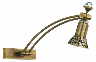Produktbild von Casa Padrino Luxus Barock Kristall LED Wandleuchte / Leseleuchte Messing mit Patina H. 35 cm