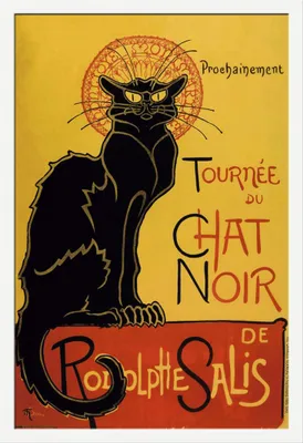 Immagine prodotto di Steinlen, Theophile - Poster - Tournee du Chat Noir + cornice rimovibile, Shinsuke® Maxi MDF bianco, disco acrilico