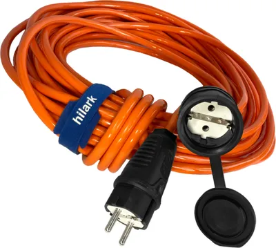 Zdjęcie produktu dla Przedłużacz Hilark, pomarańczowy, H07BQ-F, 3 x 2,5 mm², wtyczka i gniazdo SCHUKO (5 metrów, pomarańczowy)