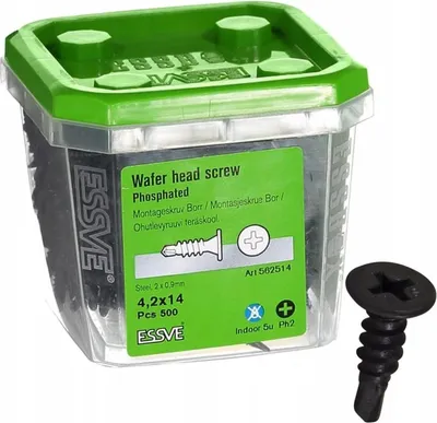 Obrázok produktu pre Montážne skrutky ESSVE PH2 fosfátované v ESSBOX 4,2 x 14 mm 500 ks.