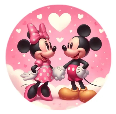 Image de Tapis rond rose 120cm - Mickey et Minnie mouse