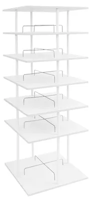 Produktbild von Schuhregal - 6-stöckiges Dreh-Schuhregal - 360° drehbar - Metall mit Platte - 19,5 kg Tragkraft - 57x57x155 cm - weiß