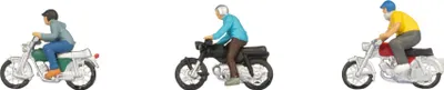 Produktbild von NOCH Mopedfahrer, Modellfigur für Modellbahn H0, handkoloriert, ideale Dekoration für Diorama und Modelleisenbahn