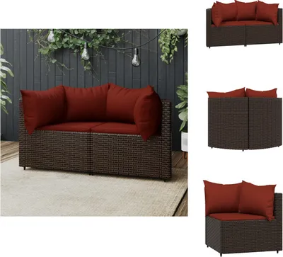 Produktbild von vidaXL Garten-Ecksofas mit Kissen 2 Stk. Braun Poly Rattan -  Gartensofas