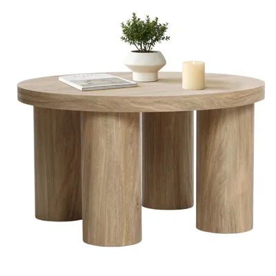 Produktbild von Couchtisch Rund Holz mit Säulenbeinen, für Wohnzimmer, Ø70 × 40 cm