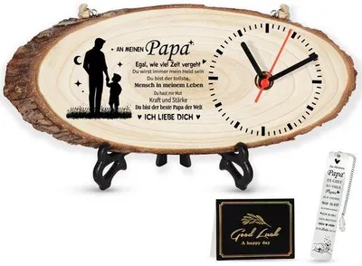 Immagine prodotto di Orologio da parete in legno, decorazione per la casa, personalizzato, in legno, regalo per papà