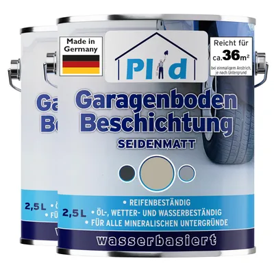 Produktbild von Plid Garagenbodenbeschichtung 5L Kieselgrau – für ca. 36m² / Betonbodenfarbe & Versiegelung – Bodenbeschichtung Garage, abriebfest & strapazierfähig