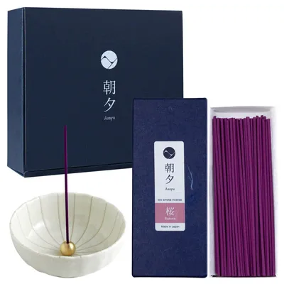 Räucherstäbchen-Set mit Halter & Messingständer, Kirschblüte, 40g