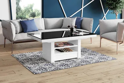 Produktbild von Design Couchtisch Tisch HLM-111 Hochglanz Schublade höhenverstellbar ausziehbar