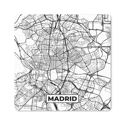 Produktbild von MuchoWow® Mauspad Mousepad Madrid - Schwarz und weiß - Stadtplan - Karte 20x20 cm - Mousepads - Maus Mat - Pad - Mausunterlage - Desk Mat - Bureauartikeln