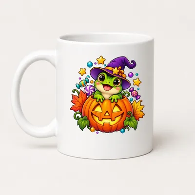 Produktbild von Halloween Tasse Kürbis Frosch 325 ml Keramik Kawaii Geschenk