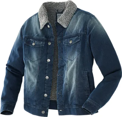Produktbild von Terrax Workwear Herren Jeansjacke mit Sherpafleece-Futter - Arbeitsjacke mit Knopfleiste in Jeans Größe M