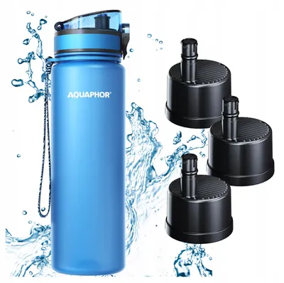 Produktbild von AQUAPHO RITY Filterflasche 800 ml Blau + 3 Filterkartuschen