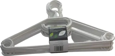 Produktbild von 10er Kunststoff Kleiderbügel Schwarz Weiß Wäschebügel Bügel Drehbar weiß