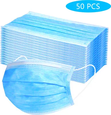 Produktbild von 50 x Atemschutzmasken , einweg Einweg-3-Lagen-Maske Vliesfasergewebe Atmungsaktive Gesichtsmaske Anti Staub Flexible Ohrmuschel Mundmaske Hygienemaske Blau