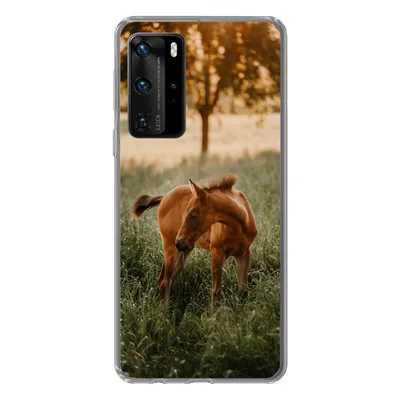 Produktbild von MuchoWow® Handyhülle Schutzhülle Hülle für Huawei P40 Pro Pferd - Gras - Baum Silikon Softcase Handy Hülle - Schutz