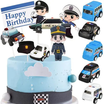 Productafbeelding van Verjaardagstaart Decoratie Politiewagen, Set van 13
