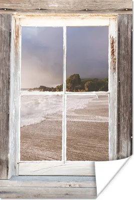 Produktbild von MuchoWow® Poster Durchblick - Holz - Strand 60x90 cm - Wanddekoration