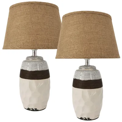 Produktbild von 2x Tischlampe Lampe Nachttischlampe Tischleuchte Nachttisch Leuchte braun beige
