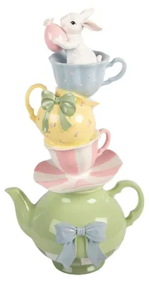 Image de Clayre & Eef Figurine de décoration Lapin 25x19x45 cm Vert Plastique