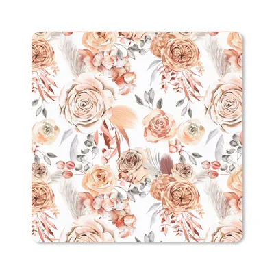 Produktbild von MuchoWow® Mauspad Mousepad Blumen - Bohème - Muster 20x20 cm - Mousepads - Maus Mat - Pad - Mausunterlage - Desk Mat - Bureauartikeln