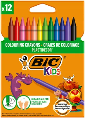 Produktbild von BIC Kids Plastidecor Wachsmalstifte Malset 12 Farben