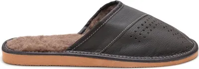 Produktbild von Herren Naturleder Hausschuhe Isoliert Slippers Gefüttert Pantoffeln Reus Braun Gr.42