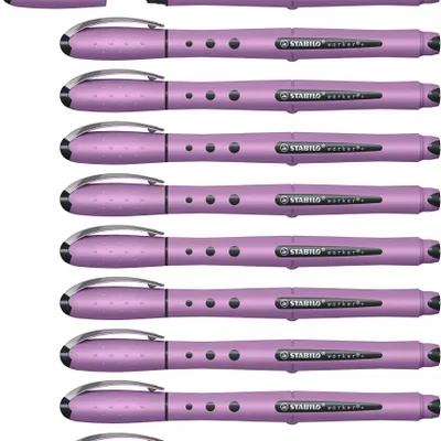 Produktbild von STABILO Tintenroller – worker+ NatureCOLORS Wildflower – 10er Pack – grauviolett