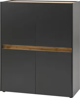 Produktbild von Highboard Esszimmer CRISP-61 in anthrazit mit Absetzungen in Wotan Eiche Nb., B/H/T: ca. 100/120/40 cm
