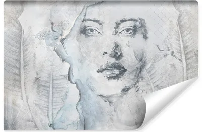 Produktbild von Muralo Vlies Fototapete Frau PORTRÄT Gesicht Blätter Beton Abstraktion Br. 300cm x Hö. 210cm