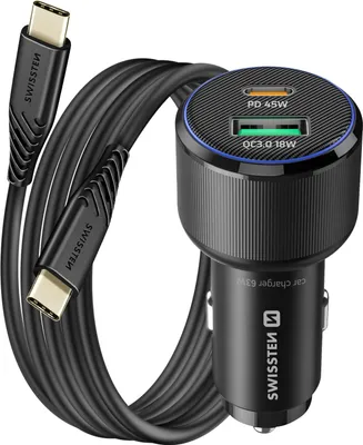 Obrázek produktu pro Nabíječka do auta 1x Usb-c Pd + 1x Usb-a 63 W Kabel Usb-c 1m