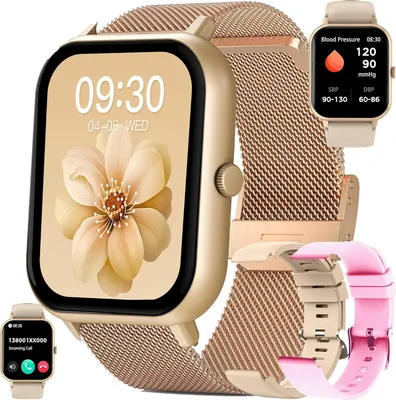 Produktbild von Fur Herren Damen mit Telefonfunktion, AMOLED 5ATM wasserdichte Fitness mit Schrittzähler, Herzfrequenz, SpO2, Schlafmonitor, 123 Sportmodi