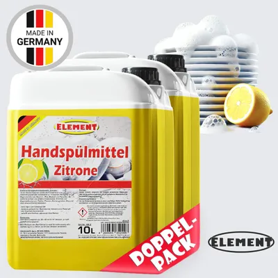 Produktbild von Element Geschirrspülmittel | 20 Liter | Combo | Spülmittel | Handspülmittel | Zitrone | mit hoher Fettlösekraft | Geschirrreiniger