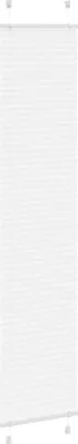A white pleated blind is shown against a white background.