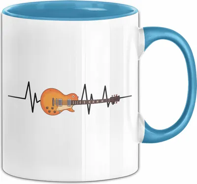 Produktbild von Gitarrenspieler Geschenk Tasse Gitarre Herzschlag Kaffee-Becher (Blau)
