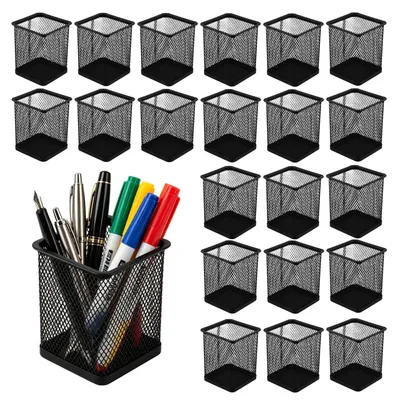 Image de Lot de 24 porte-stylos noirs en métal pour l'organisation de votre bureau