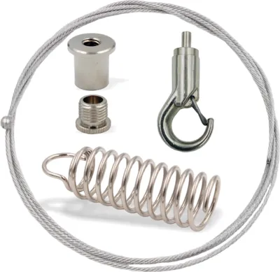 Produktbild von Abhängeset mit Spiralanker 73 mm für Akustik / Faserplatten, Drahtseil Ø 1,5 mm | Länge 3000 mm