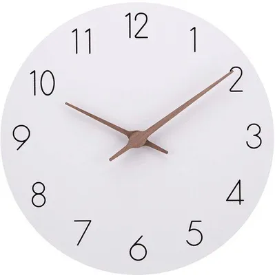 Produktbild von Stille Moderne Wanduhr aus MDF, 30cm, Groß, Weiß, Batteriebetrieben, Leise, Nicht tickend, für Schlafzimmer, Wohnzimmer, Büro