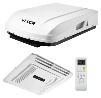 Image de VEVOR Climatiseur de toit à onduleur de 3 kW, pour camping-car ou caravane, avec pompe à chaleur (chauffage et climatisation), contrôle de vitesse variable, sans conduits d'air, commandes ADB, télécommande, climatiseur pour camping, couleur blanche