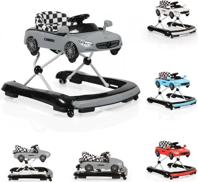 Produktbild von Lauflernhilfe Cabrio 2 in1 Auto-Design höhenverstellbar Armaturenbrett mit Licht grau/schwarz