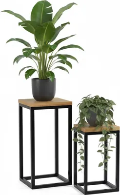 Produktbild von Set Standpflanzenhalter, Gross Und Klein, Aus Eichenholz