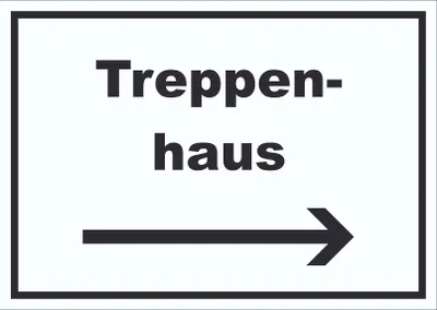 Produktbild von Treppenhaus Schild mit Text und Richtungspfeil rechts Stufen steigen waagerecht A0 (841x1189mm)