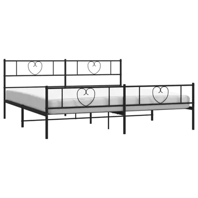 Zdjęcie produktu dla vidaXL Rama łóżka z wezgłowiem i podnóżkiem metalowa czarna 193x203 cm